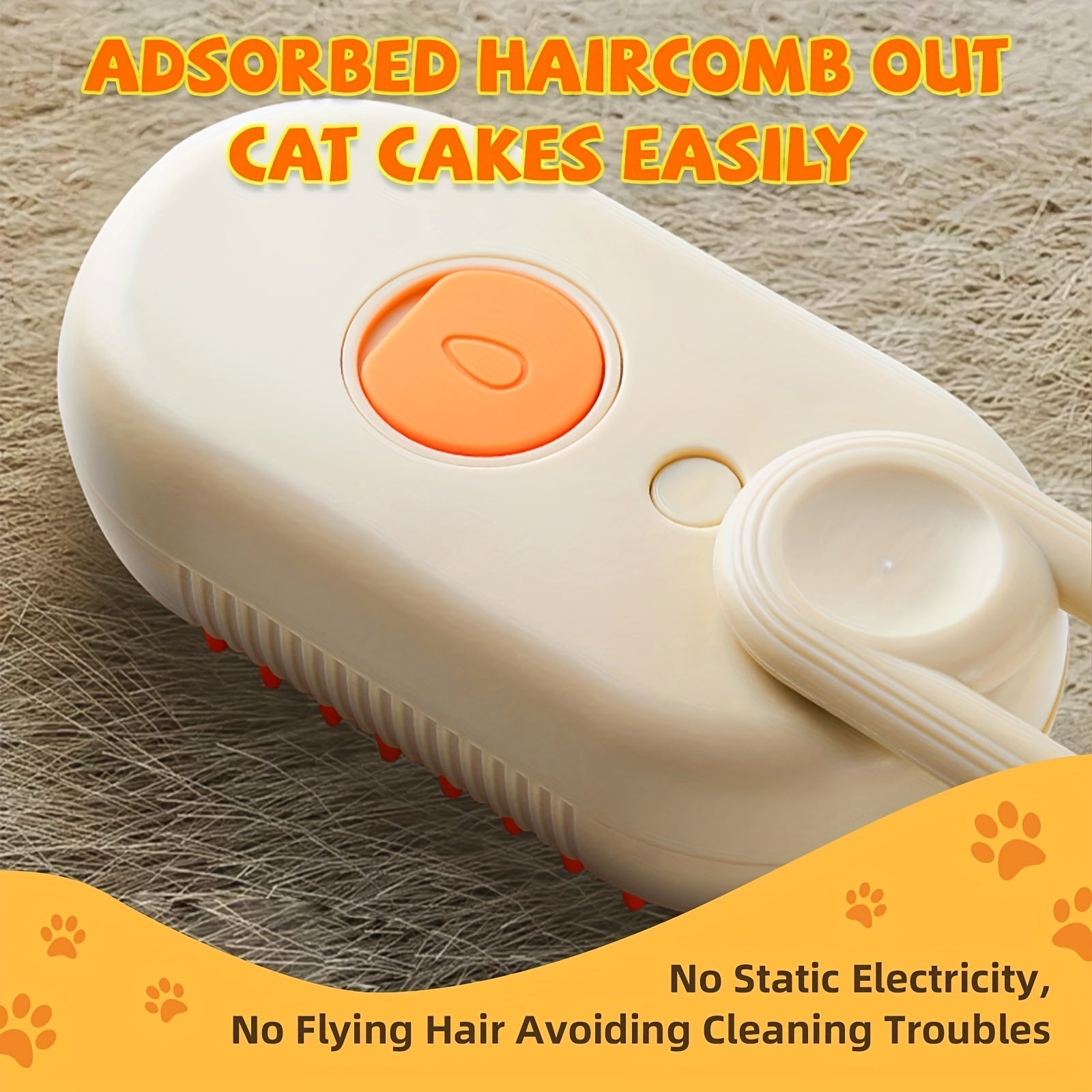 Brosse Vapeur 3-en-1 Rechargeable pour Chats et Chiens